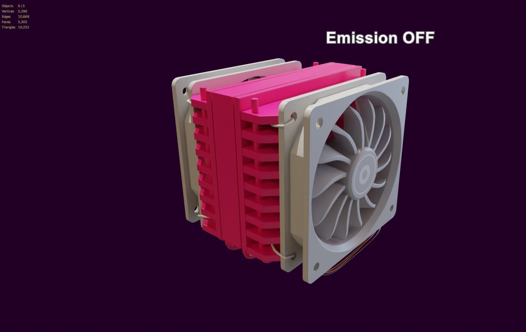 girl pink rgb cpu cooler gamer gaming pc computer lowpoly Low-poly 3D model_5