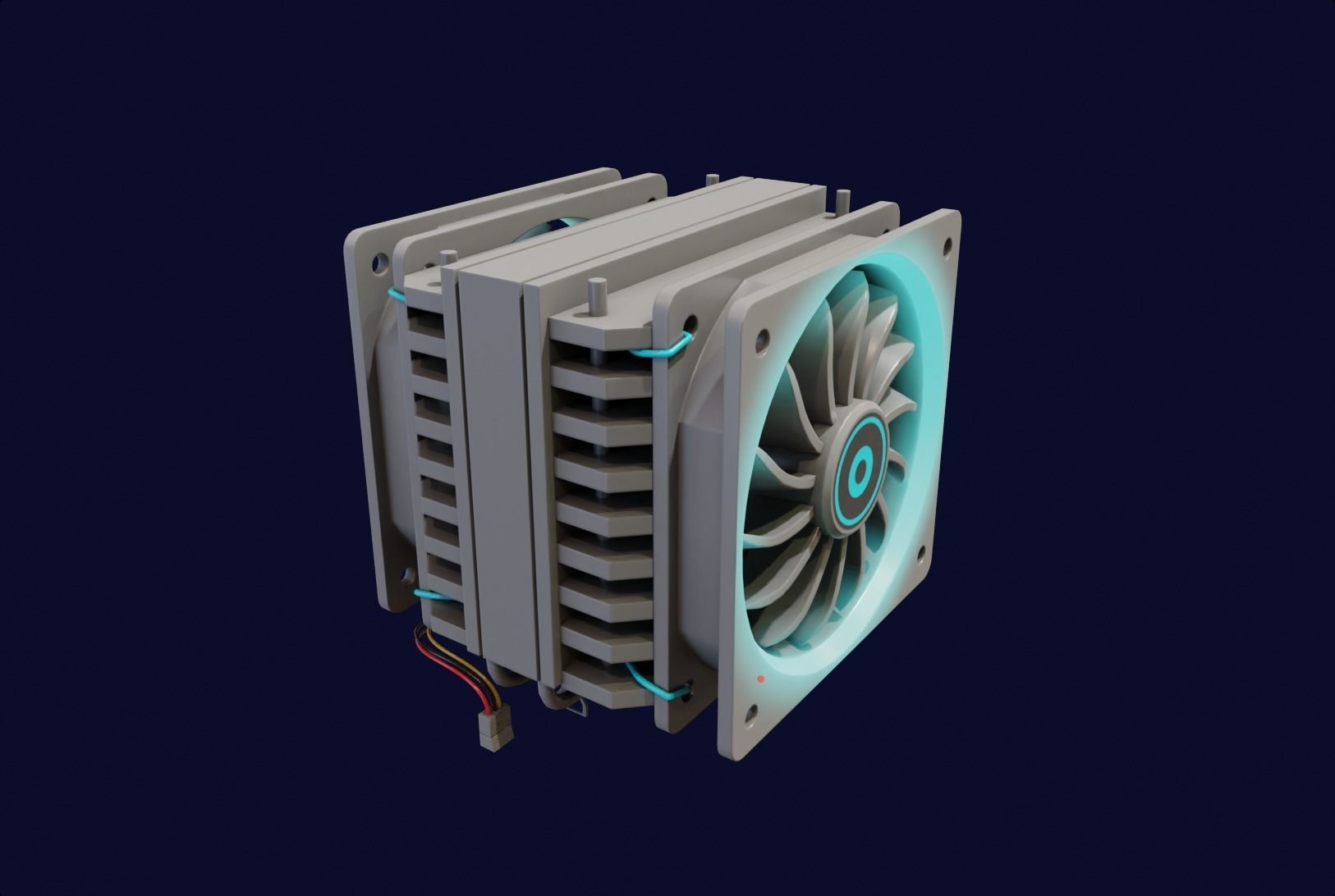 white rgb cpu cooler pc computer lowpoly 3d model Low-poly 3D model_1