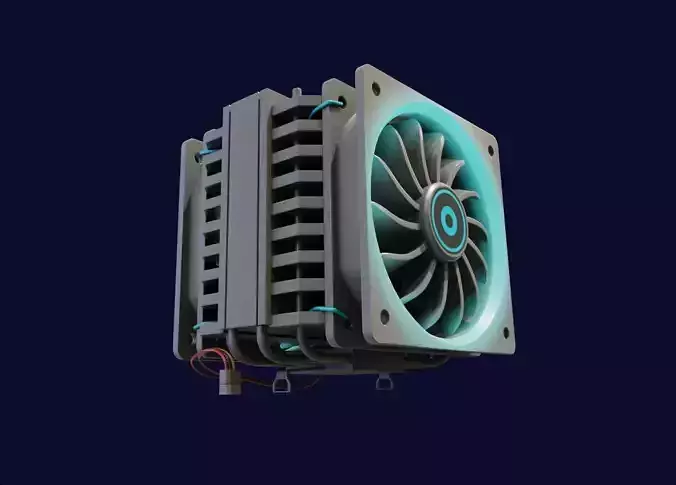 white rgb cpu cooler pc computer lowpoly 3d model Low-poly 3D model