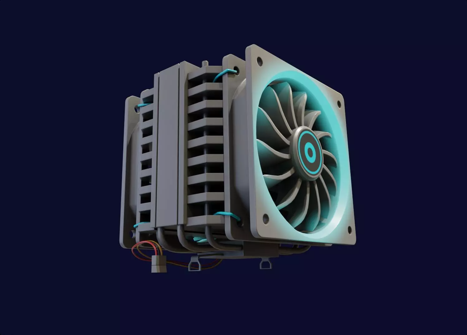 white rgb cpu cooler pc computer lowpoly 3d model Low-poly 3D model_0