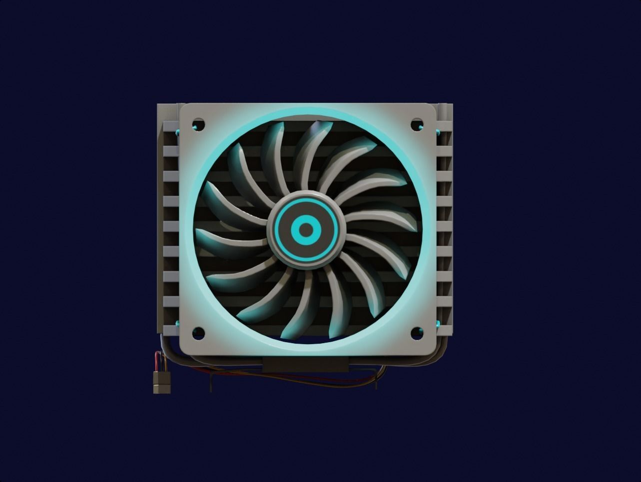 white rgb cpu cooler pc computer lowpoly 3d model Low-poly 3D model_3
