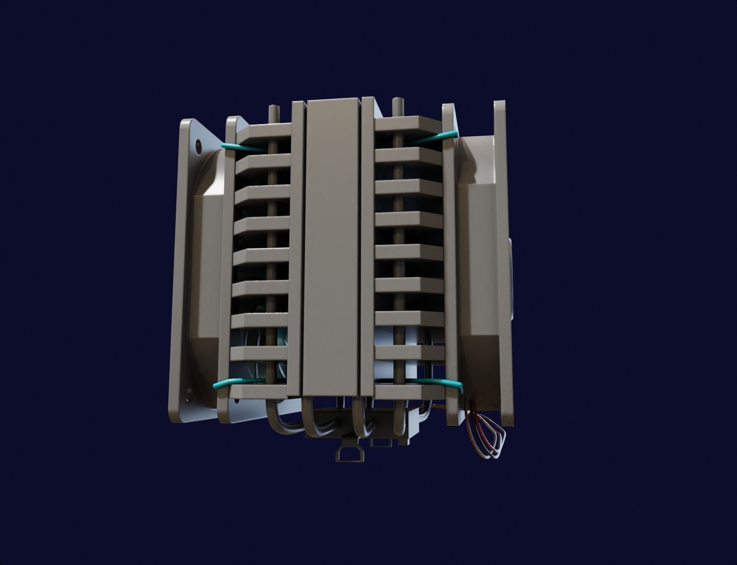 white rgb cpu cooler pc computer lowpoly 3d model Low-poly 3D model_2