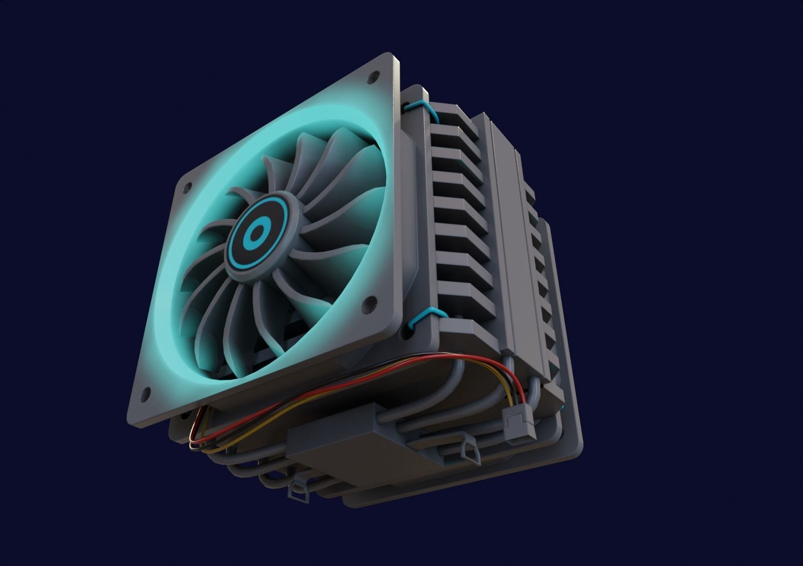 white rgb cpu cooler pc computer lowpoly 3d model Low-poly 3D model_4