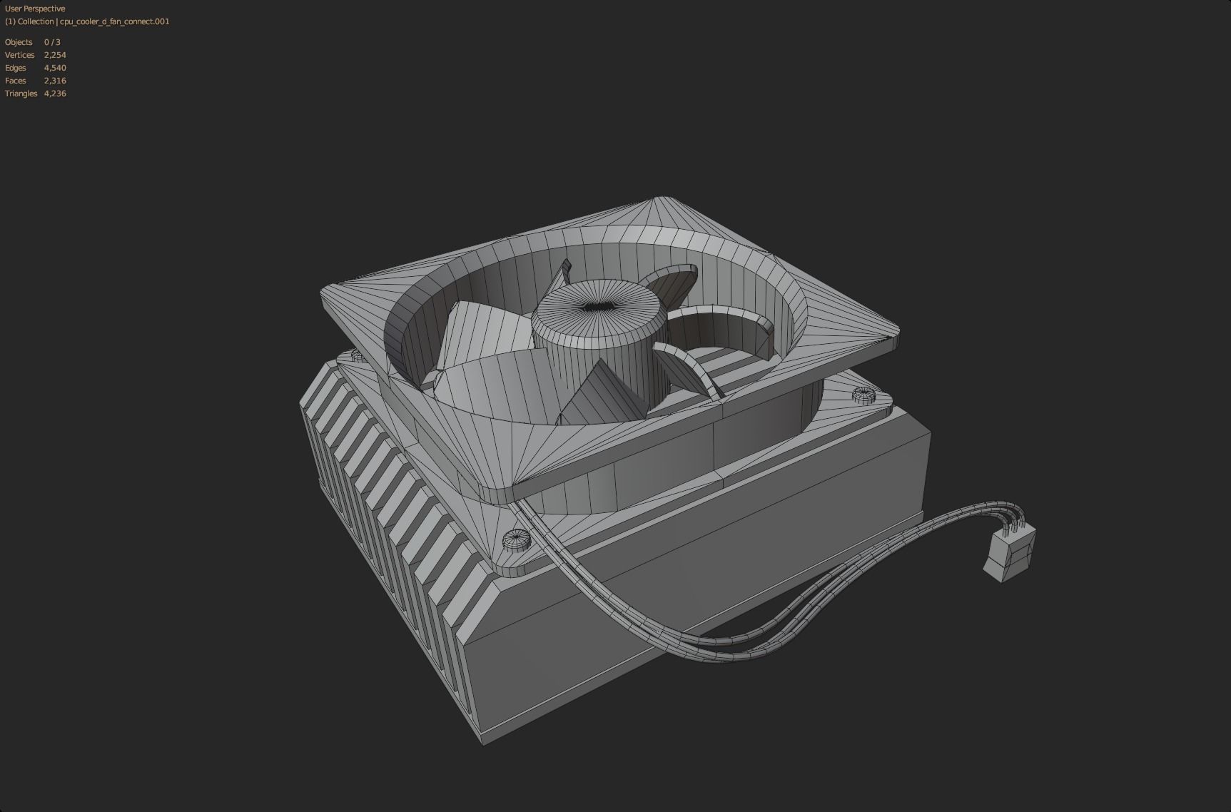 yellow cpu cooler fan computer fan lowpoly game ready Low-poly 3D model_8