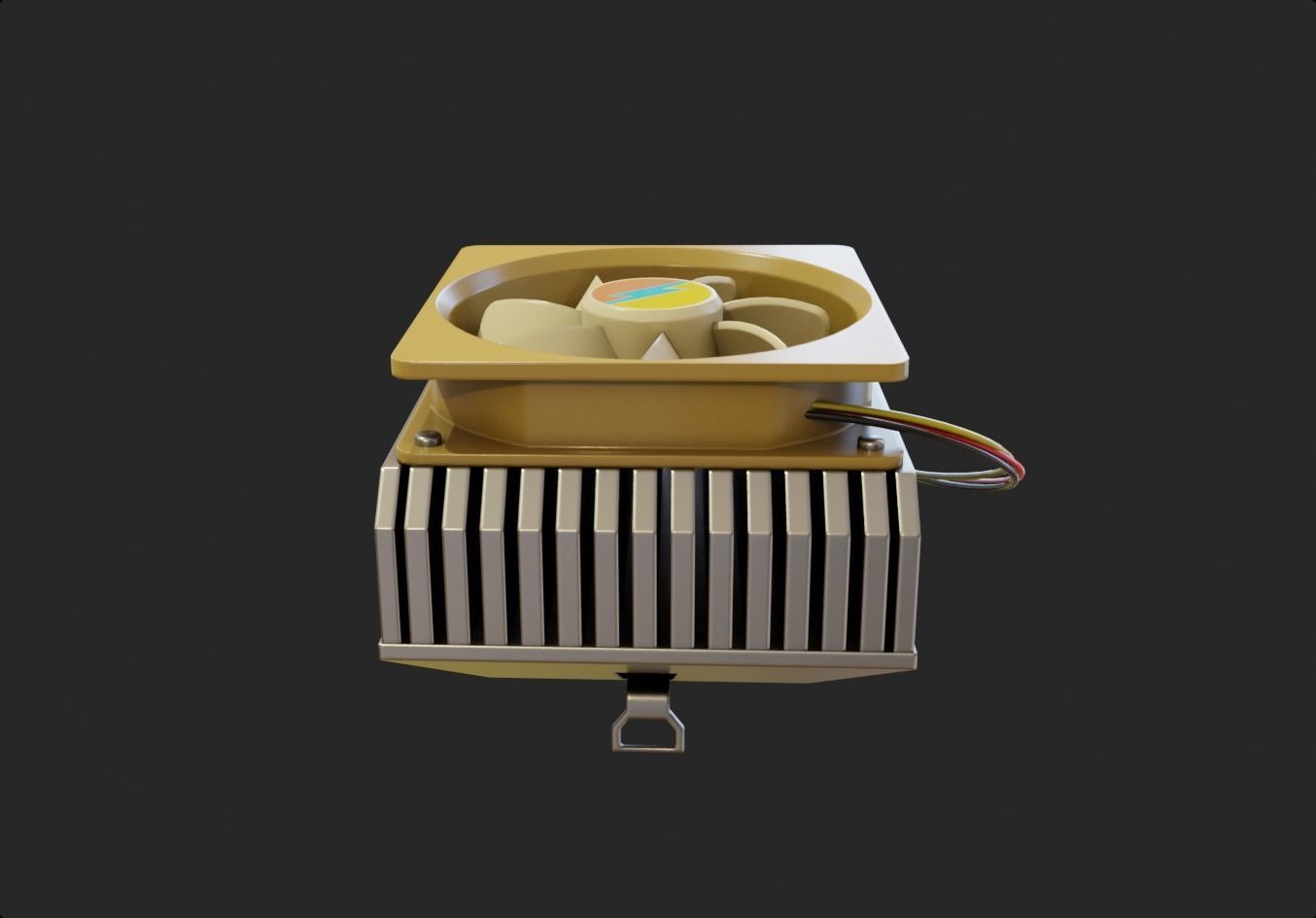 yellow cpu cooler fan computer fan lowpoly game ready Low-poly 3D model_3
