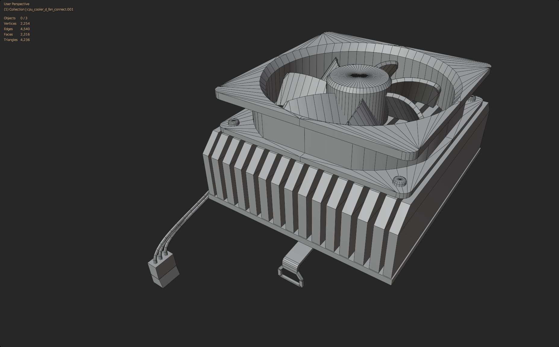 yellow cpu cooler fan computer fan lowpoly game ready Low-poly 3D model_7