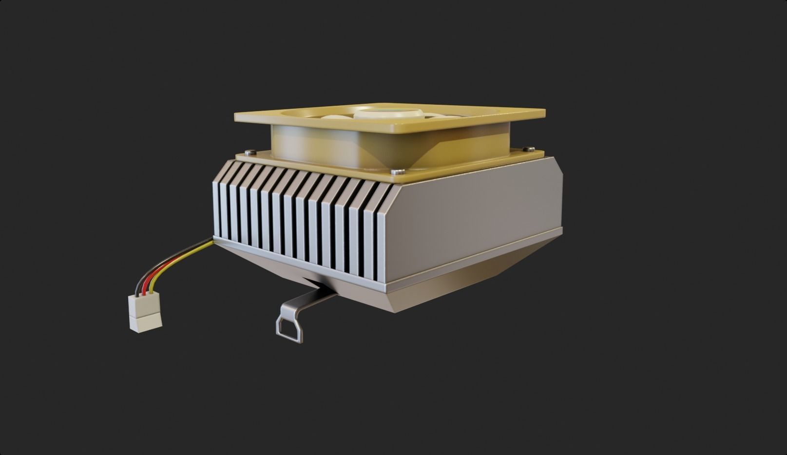 yellow cpu cooler fan computer fan lowpoly game ready Low-poly 3D model_1