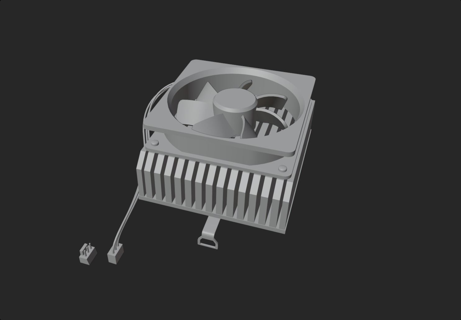 yellow cpu cooler fan computer fan lowpoly game ready Low-poly 3D model_6
