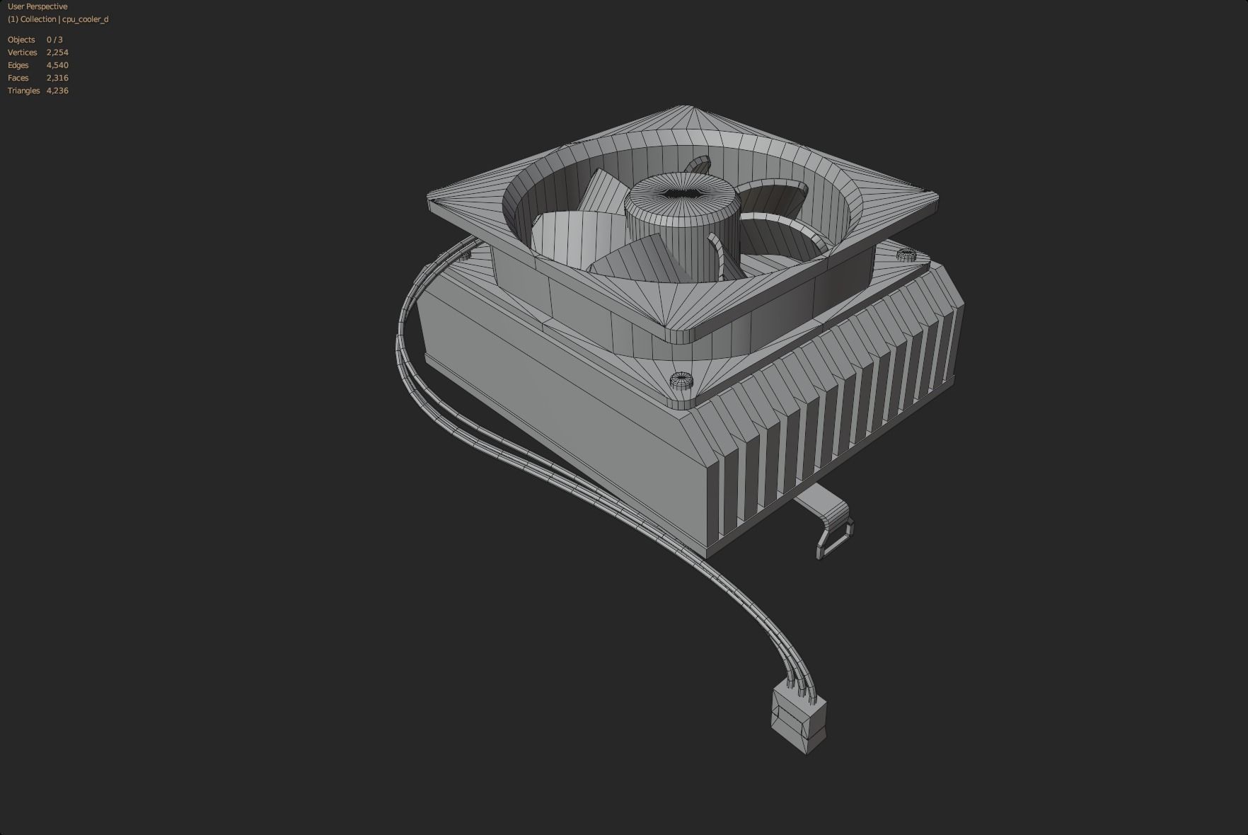 bronze brown cpu cooler lowpoly game ready pbr Low-poly 3D model_8
