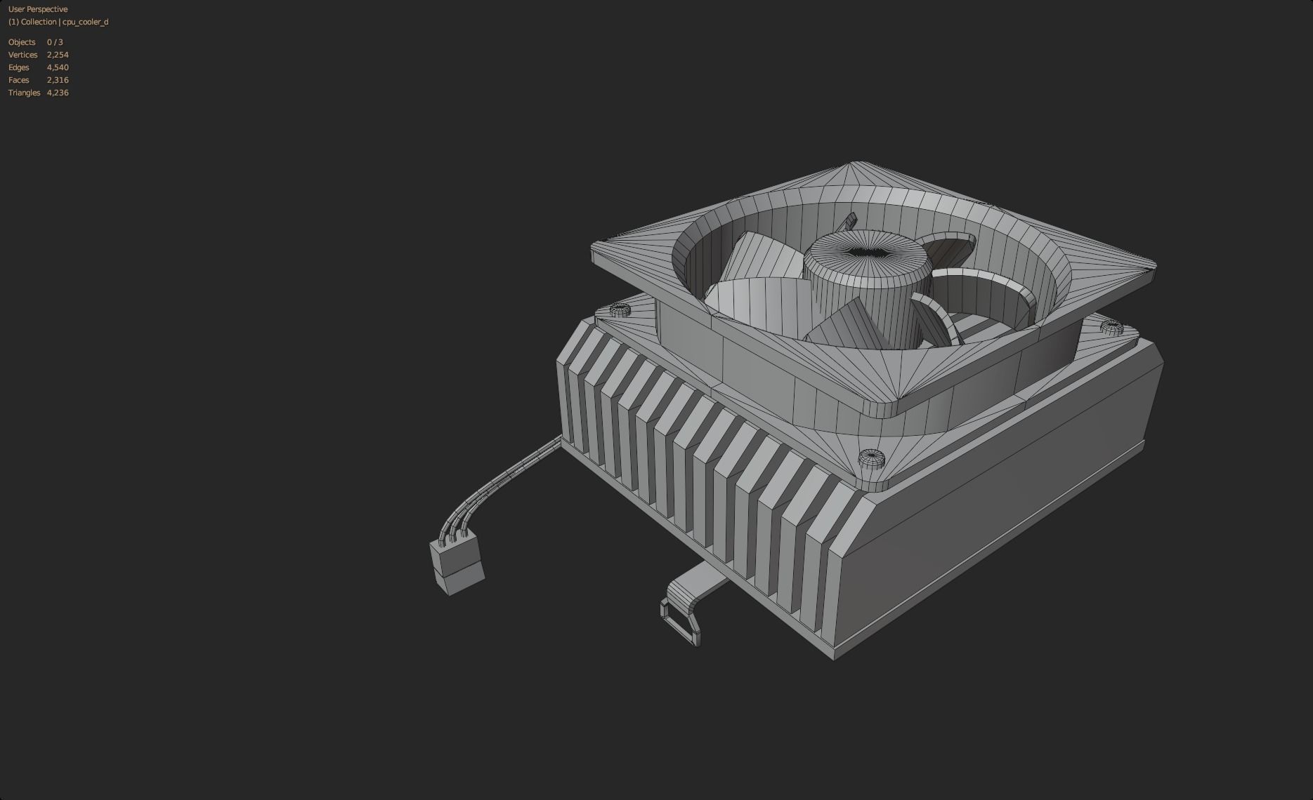 bronze brown cpu cooler lowpoly game ready pbr Low-poly 3D model_7
