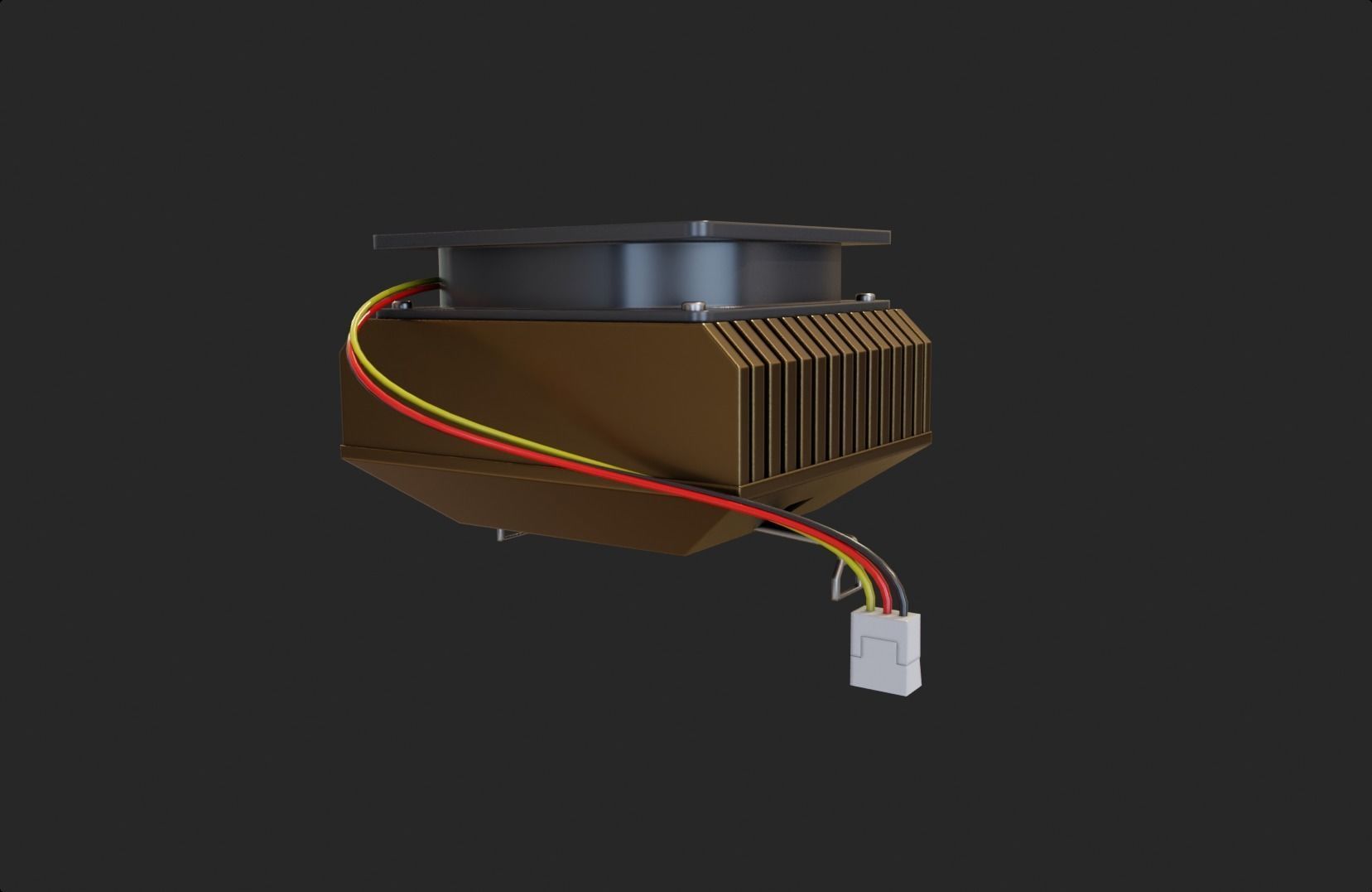 bronze brown cpu cooler lowpoly game ready pbr Low-poly 3D model_3
