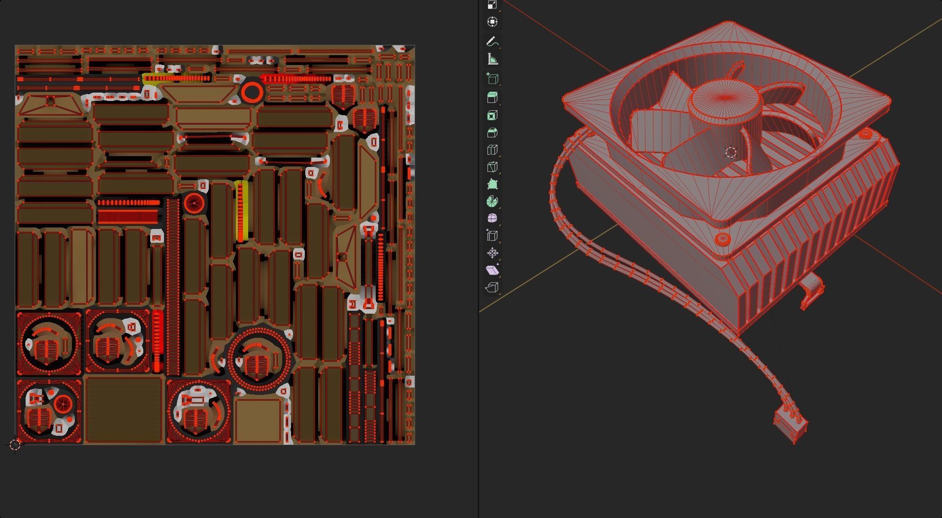 bronze brown cpu cooler lowpoly game ready pbr Low-poly 3D model_10