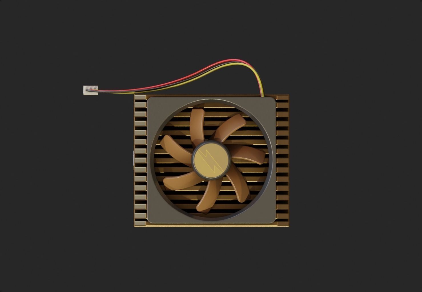 bronze brown cpu cooler lowpoly game ready pbr Low-poly 3D model_5