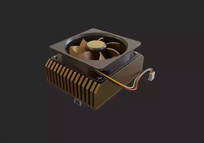 bronze brown cpu cooler lowpoly game ready pbr Low-poly 3D model