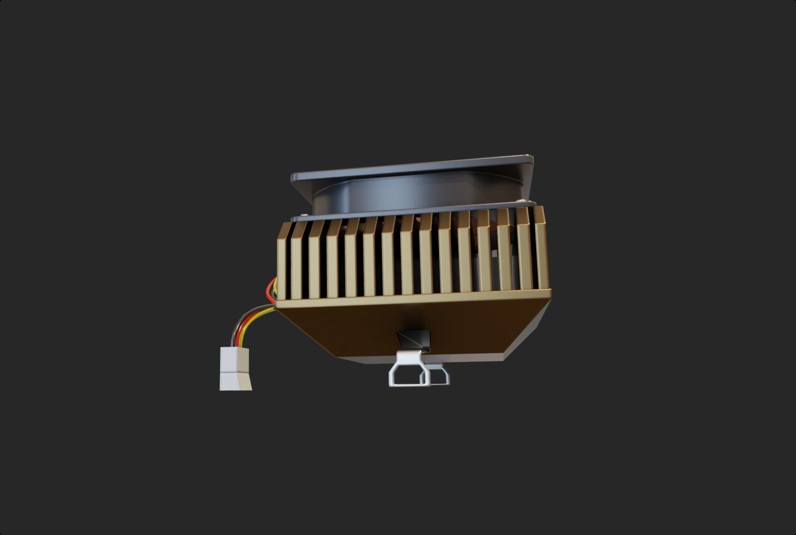 bronze brown cpu cooler lowpoly game ready pbr Low-poly 3D model_4