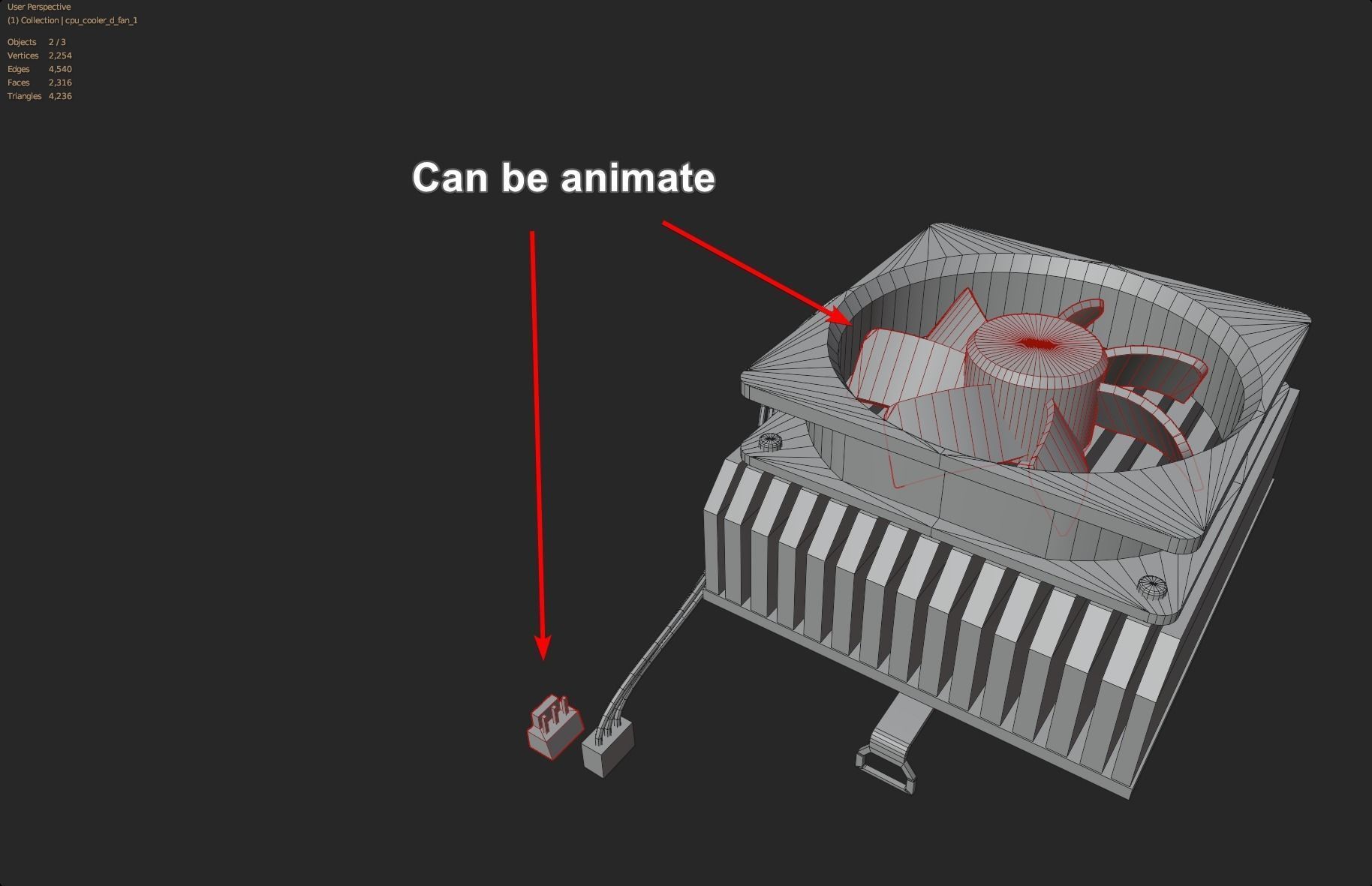 bronze brown cpu cooler lowpoly game ready pbr Low-poly 3D model_6