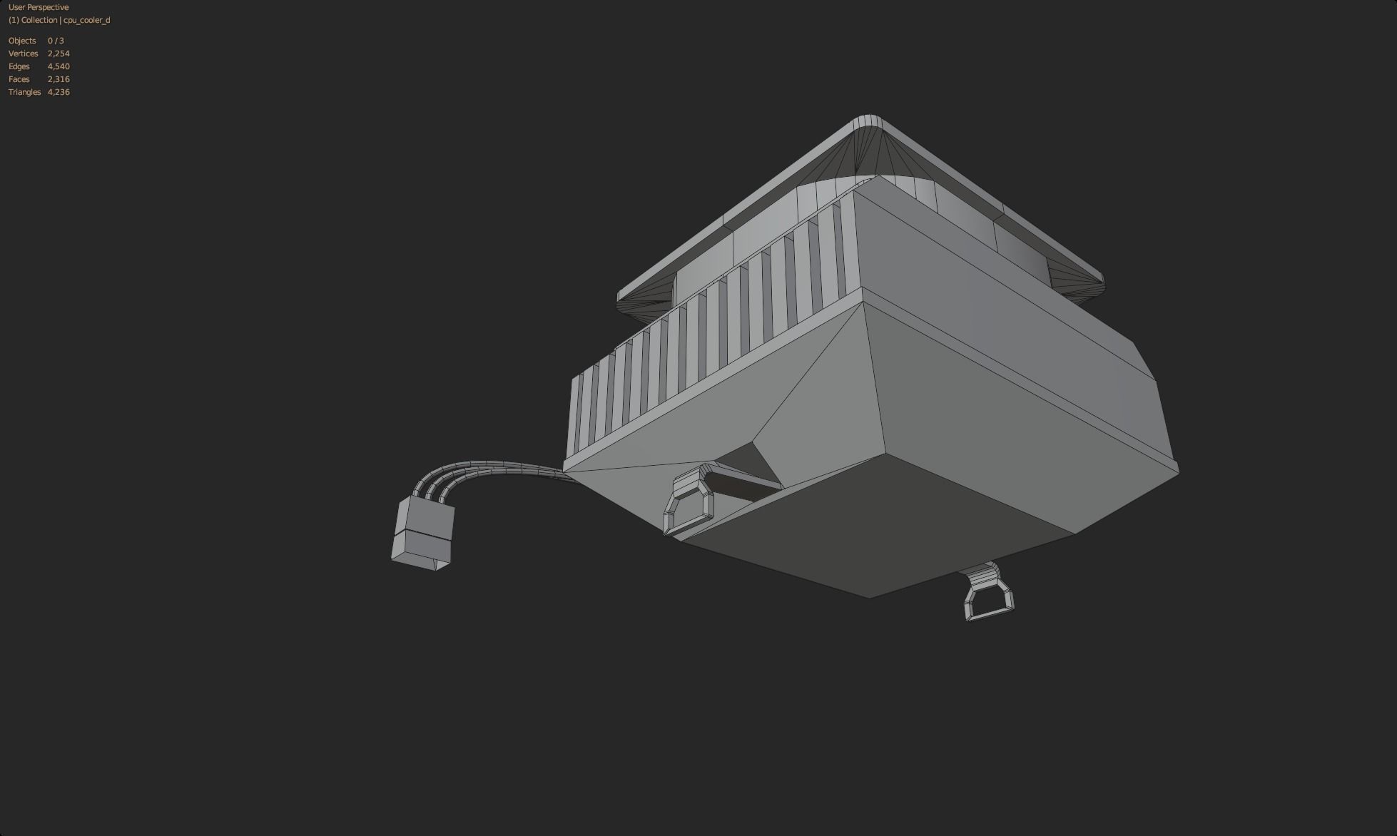 bronze brown cpu cooler lowpoly game ready pbr Low-poly 3D model_9