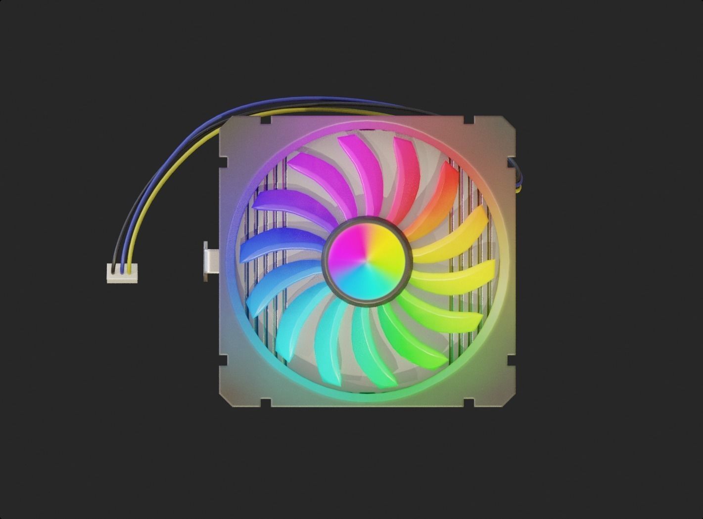 rgb cpu cooler fan gaming alu lowpoly computer pc fan pbr Low-poly 3D model_2