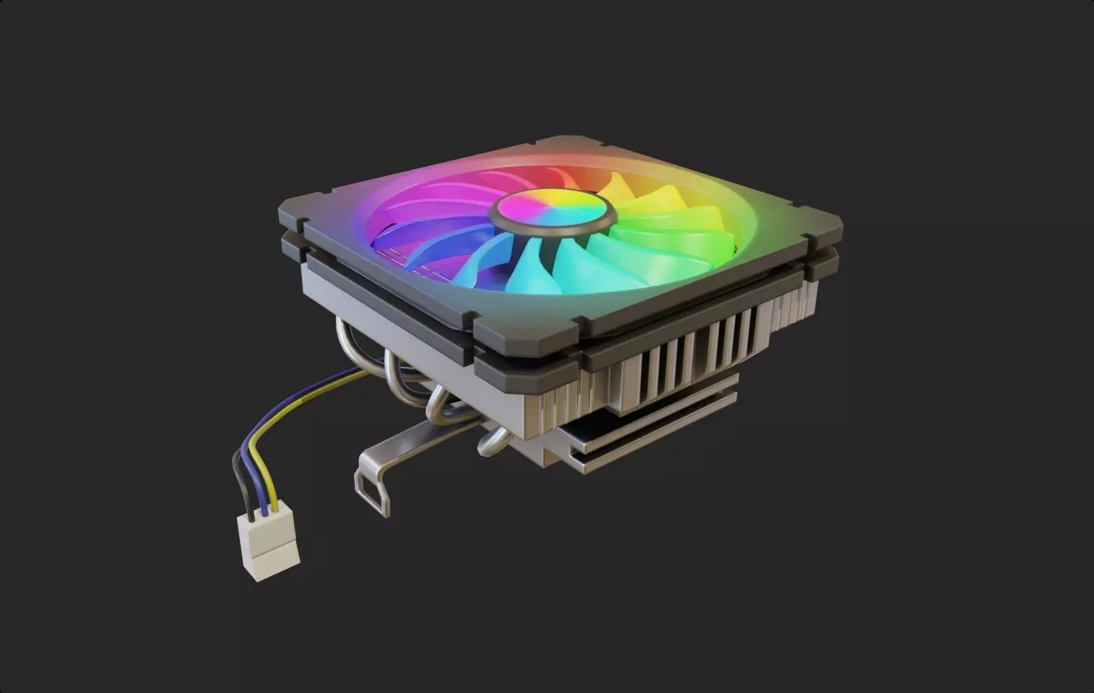 rgb cpu cooler fan gaming alu lowpoly computer pc fan pbr Low-poly 3D model_0