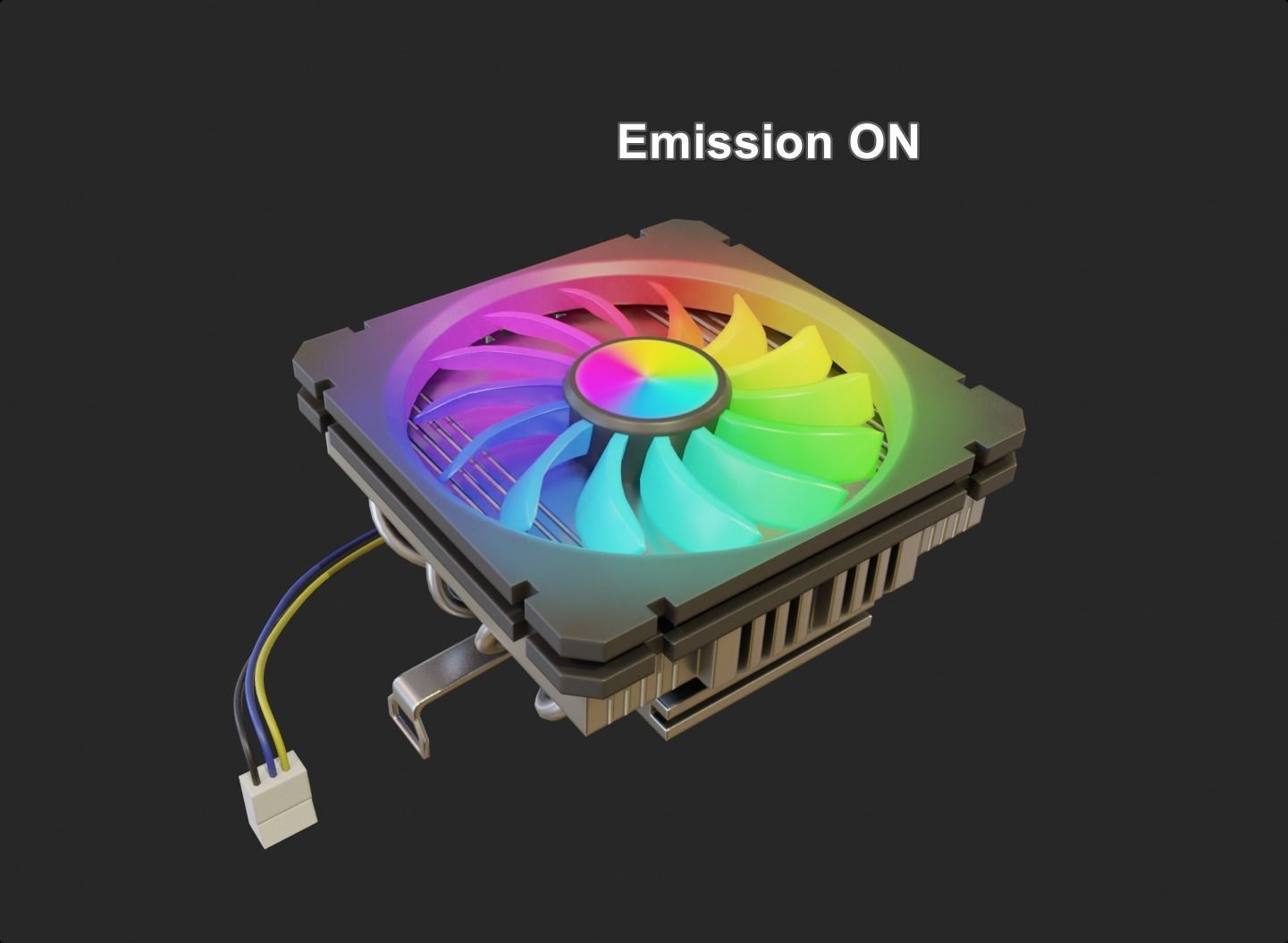 rgb cpu cooler fan gaming alu lowpoly computer pc fan pbr Low-poly 3D model_6