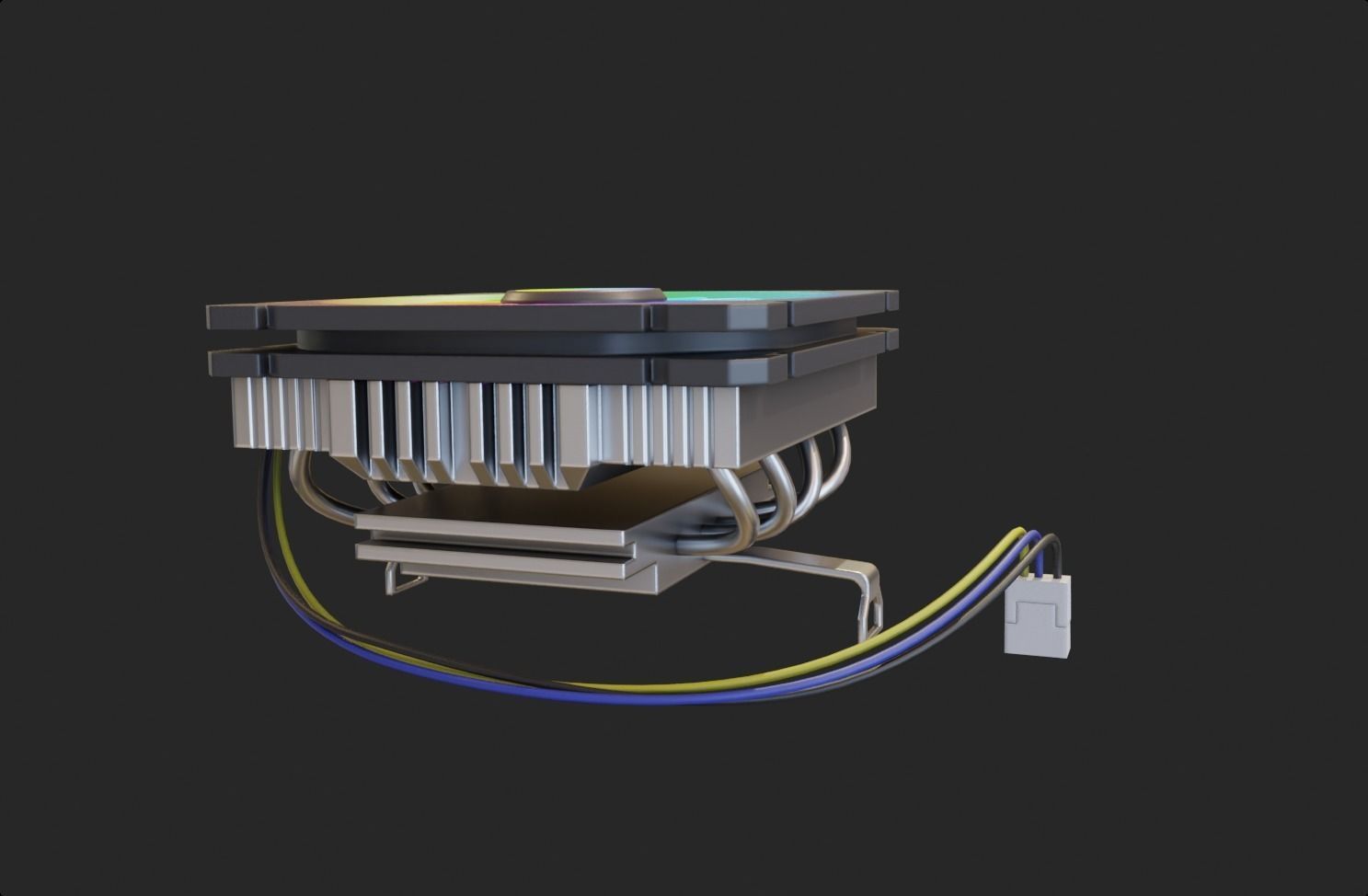 rgb cpu cooler fan gaming alu lowpoly computer pc fan pbr Low-poly 3D model_4