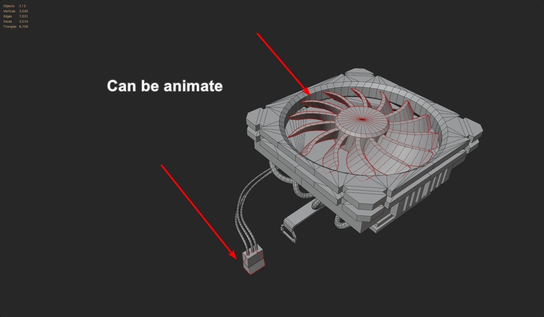 rgb cpu cooler fan gaming alu lowpoly computer pc fan pbr Low-poly 3D model_7
