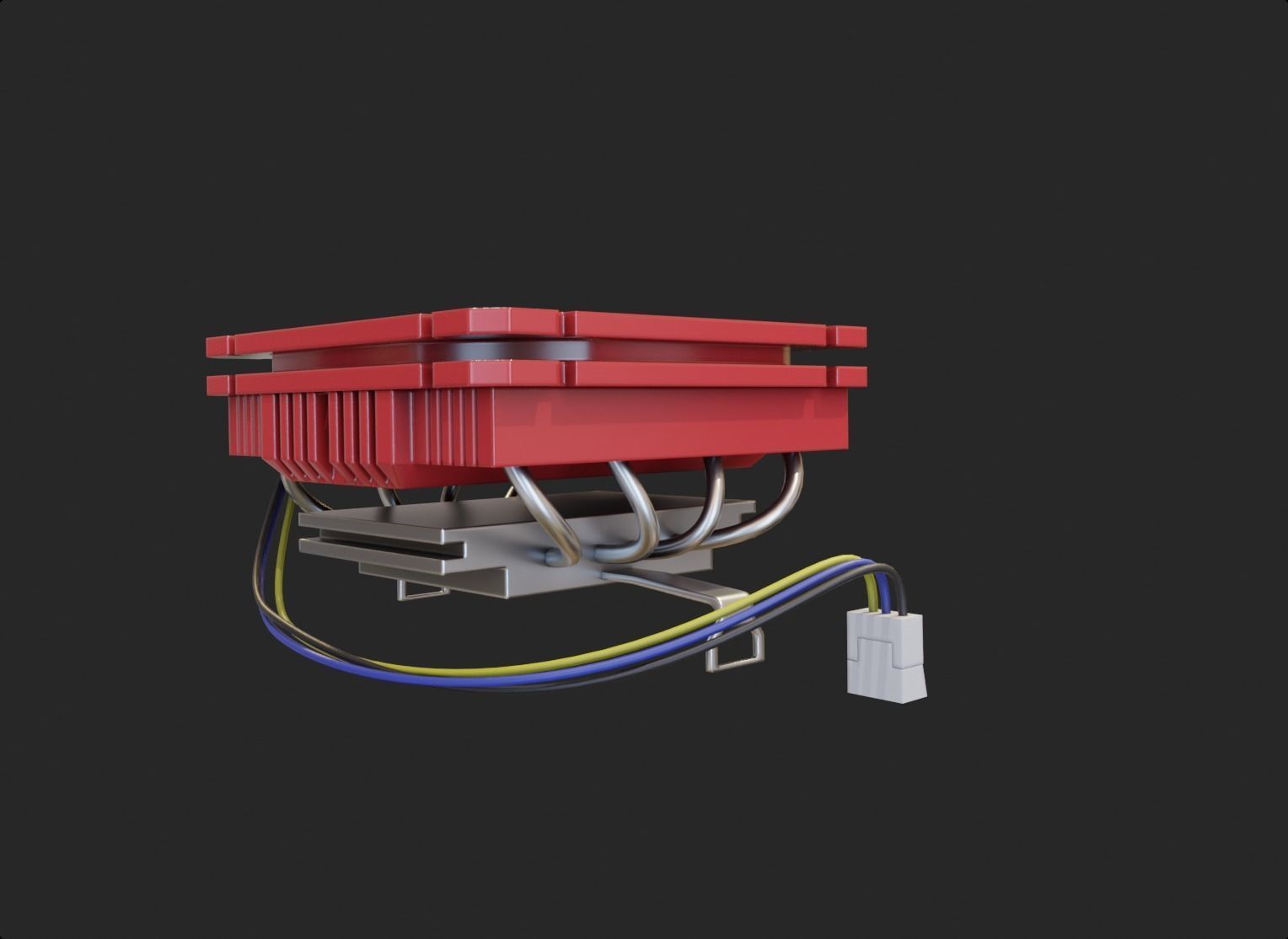 cpu cooler fan red alu lowpoly computer pc fan pbr Low-poly 3D model_1