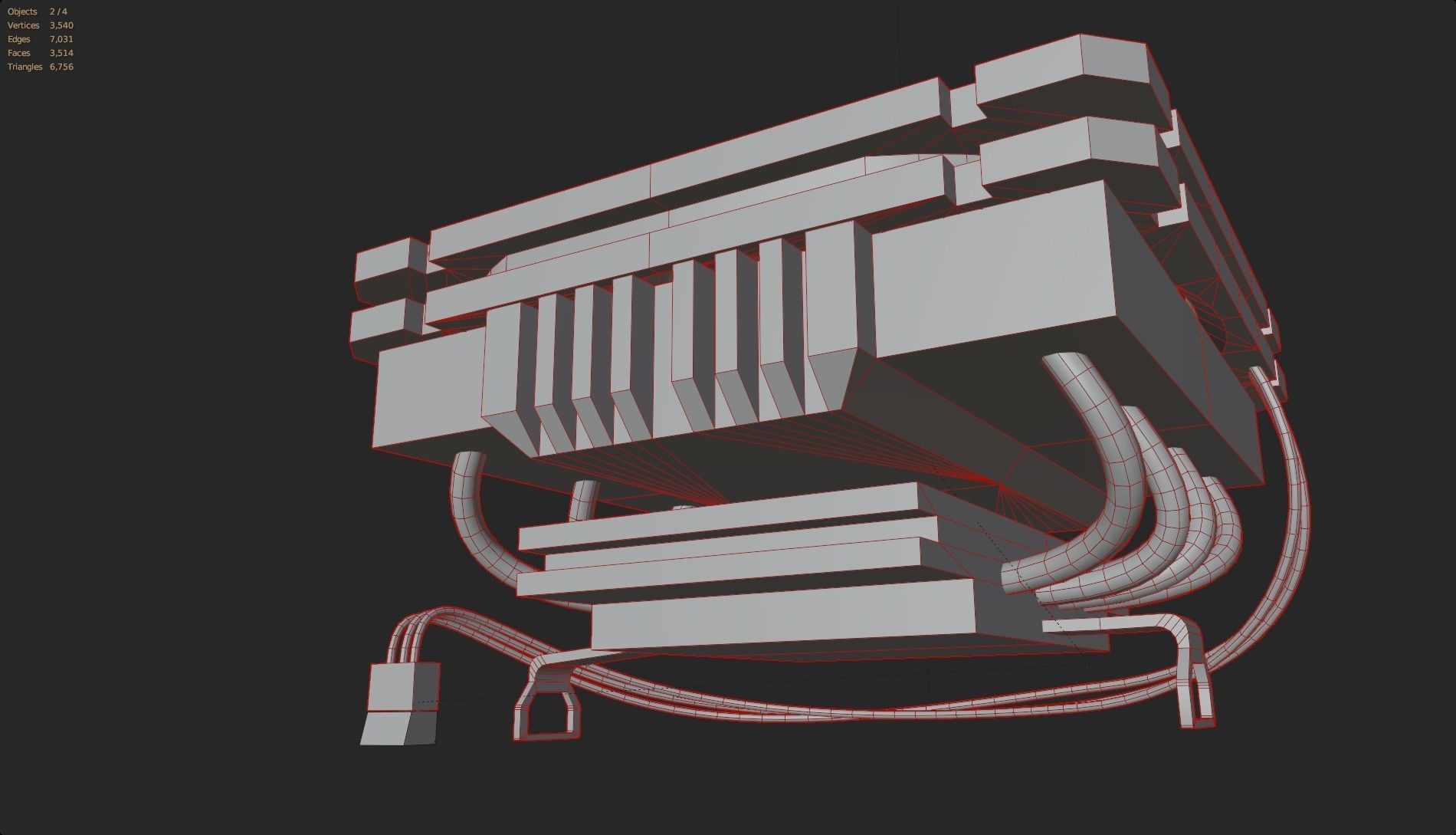 cpu cooler fan red alu lowpoly computer pc fan pbr Low-poly 3D model_10