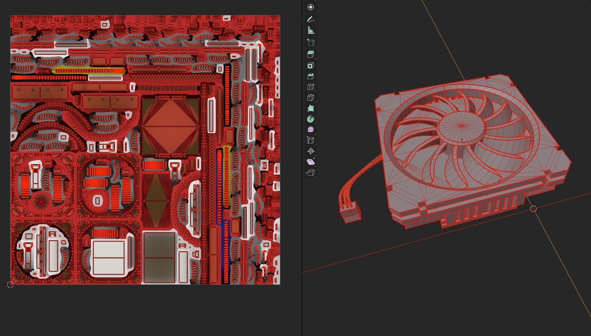 cpu cooler fan red alu lowpoly computer pc fan pbr Low-poly 3D model_12