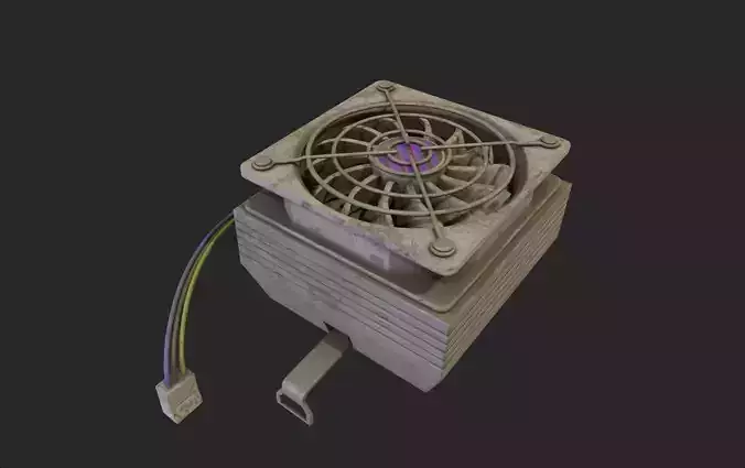 pc cpu cooler fan dust dirty lowpoly pbr computer  Low-poly 3D model