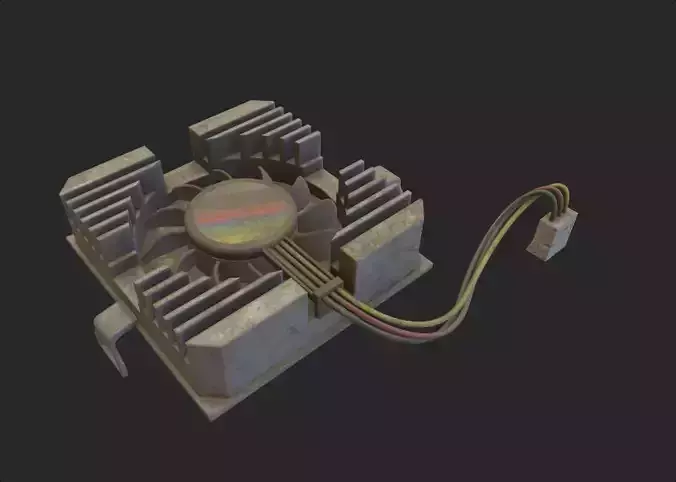 cpu cooler old dirty dust fan pc computer Low-poly 3D model