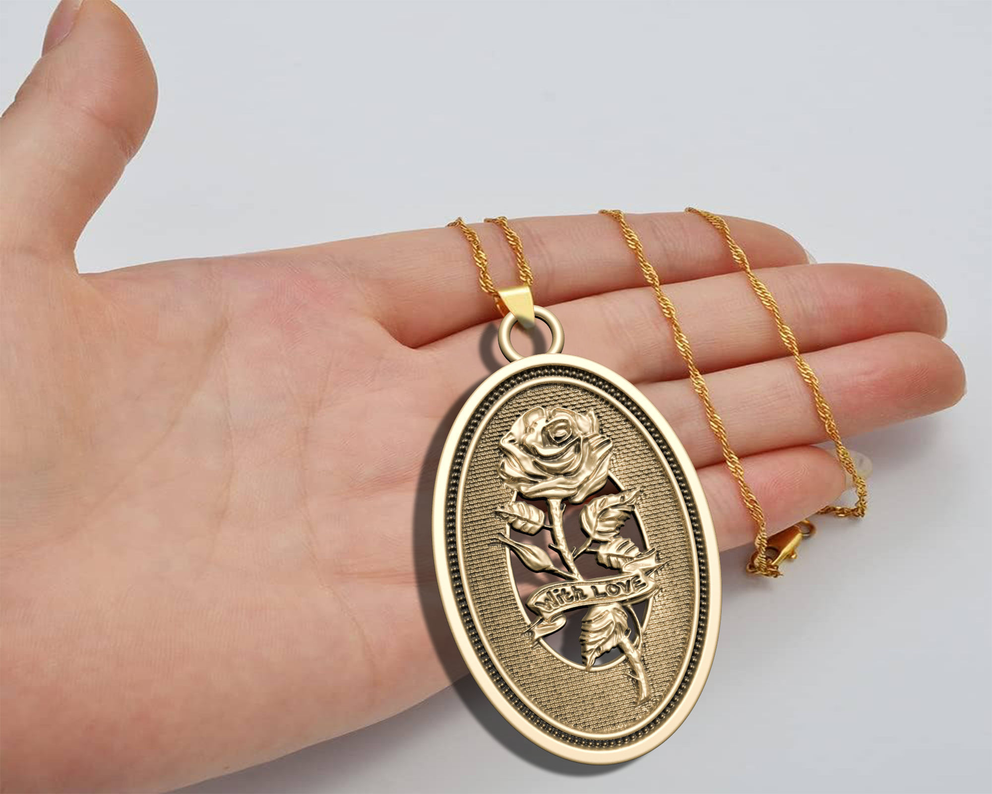 ROSE BRANCH  PENDANT 3D print model_2