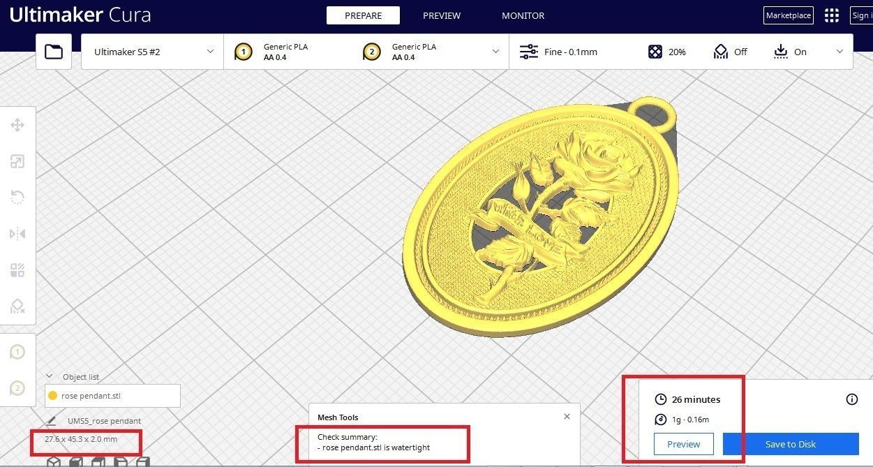 ROSE BRANCH  PENDANT 3D print model_6