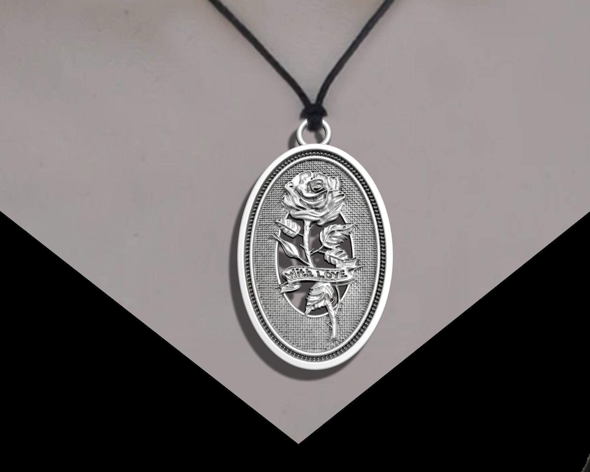 ROSE BRANCH  PENDANT 3D print model_3