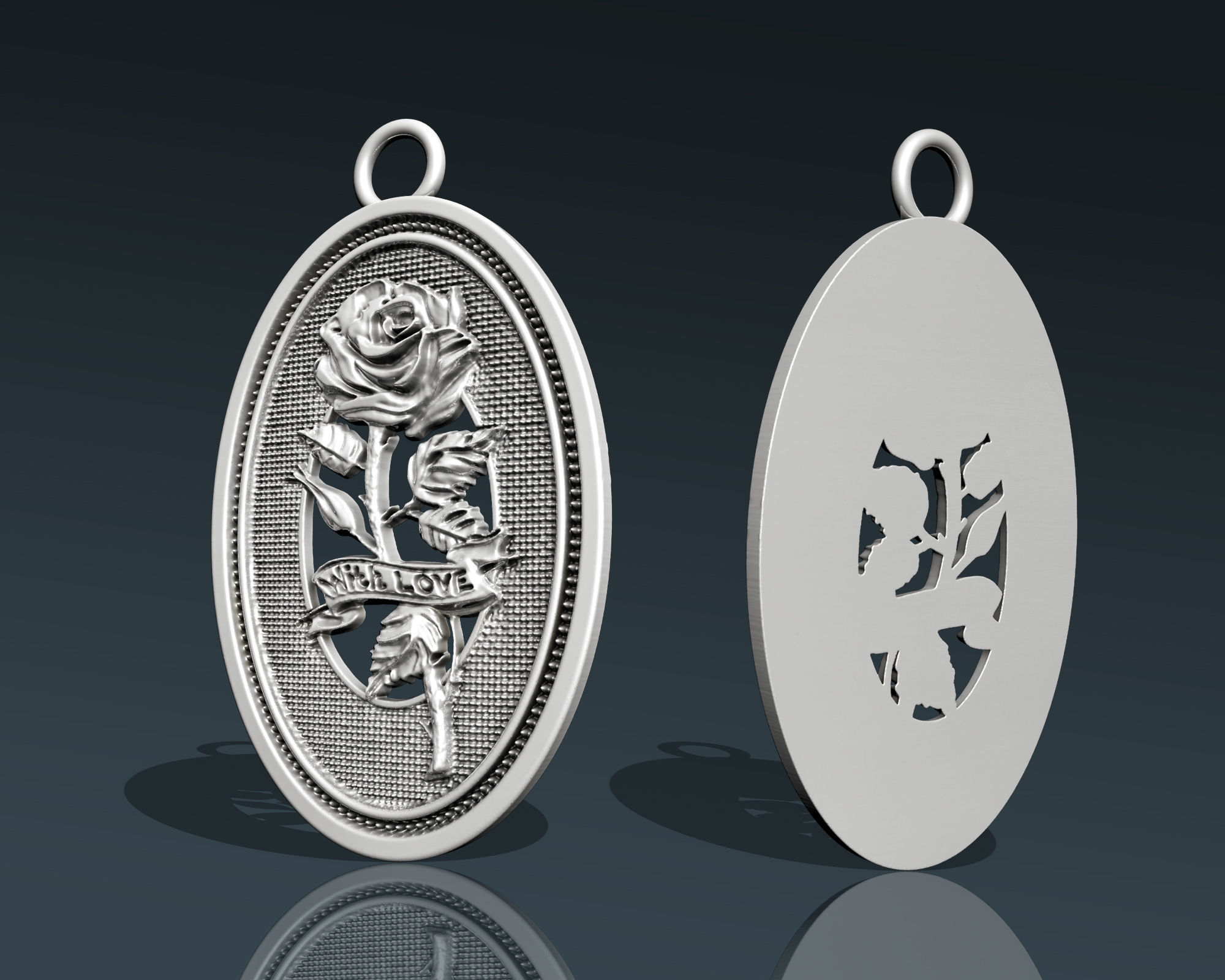 ROSE BRANCH  PENDANT 3D print model_1