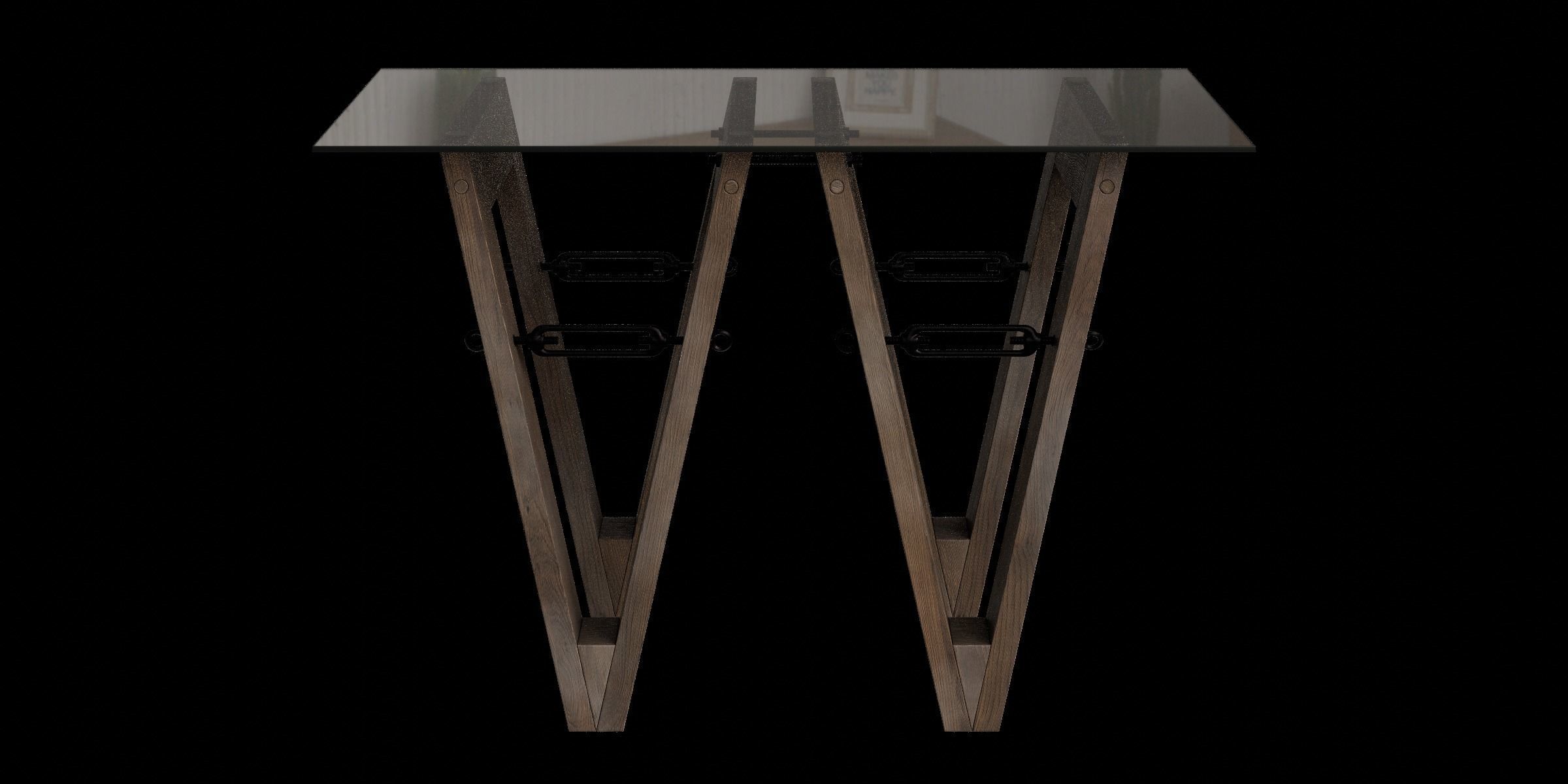 Tobacco Oak Reclaimed Wood Console 3D model_11
