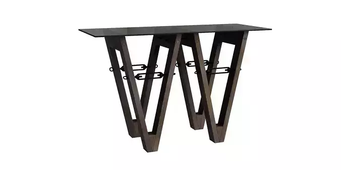 Tobacco Oak Reclaimed Wood Console 3D model