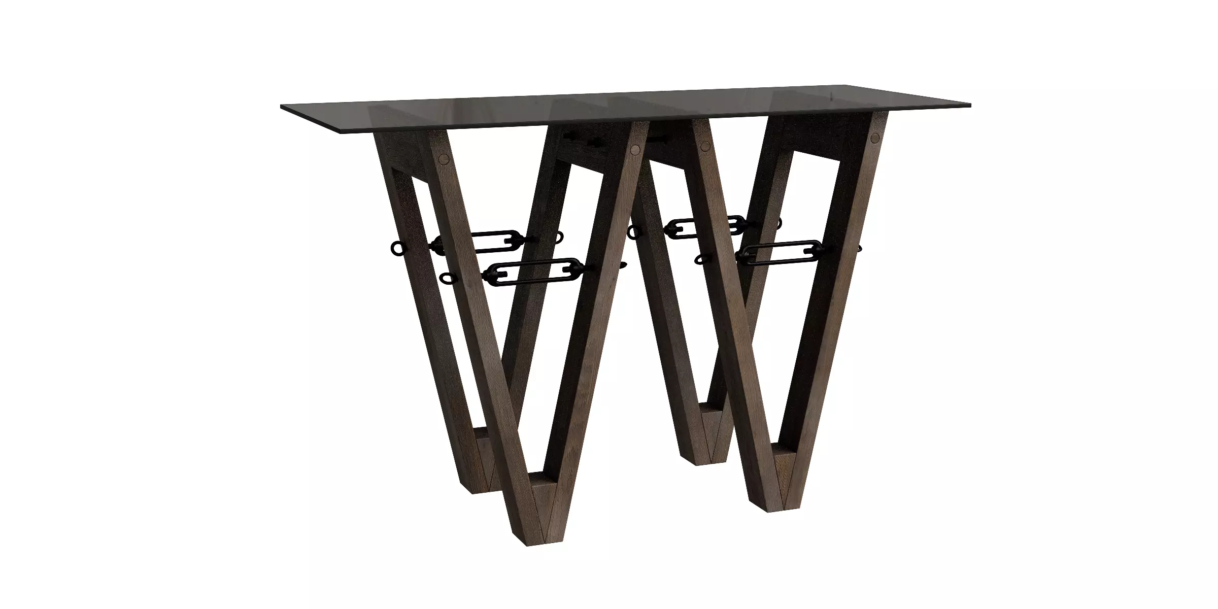Tobacco Oak Reclaimed Wood Console 3D model_0
