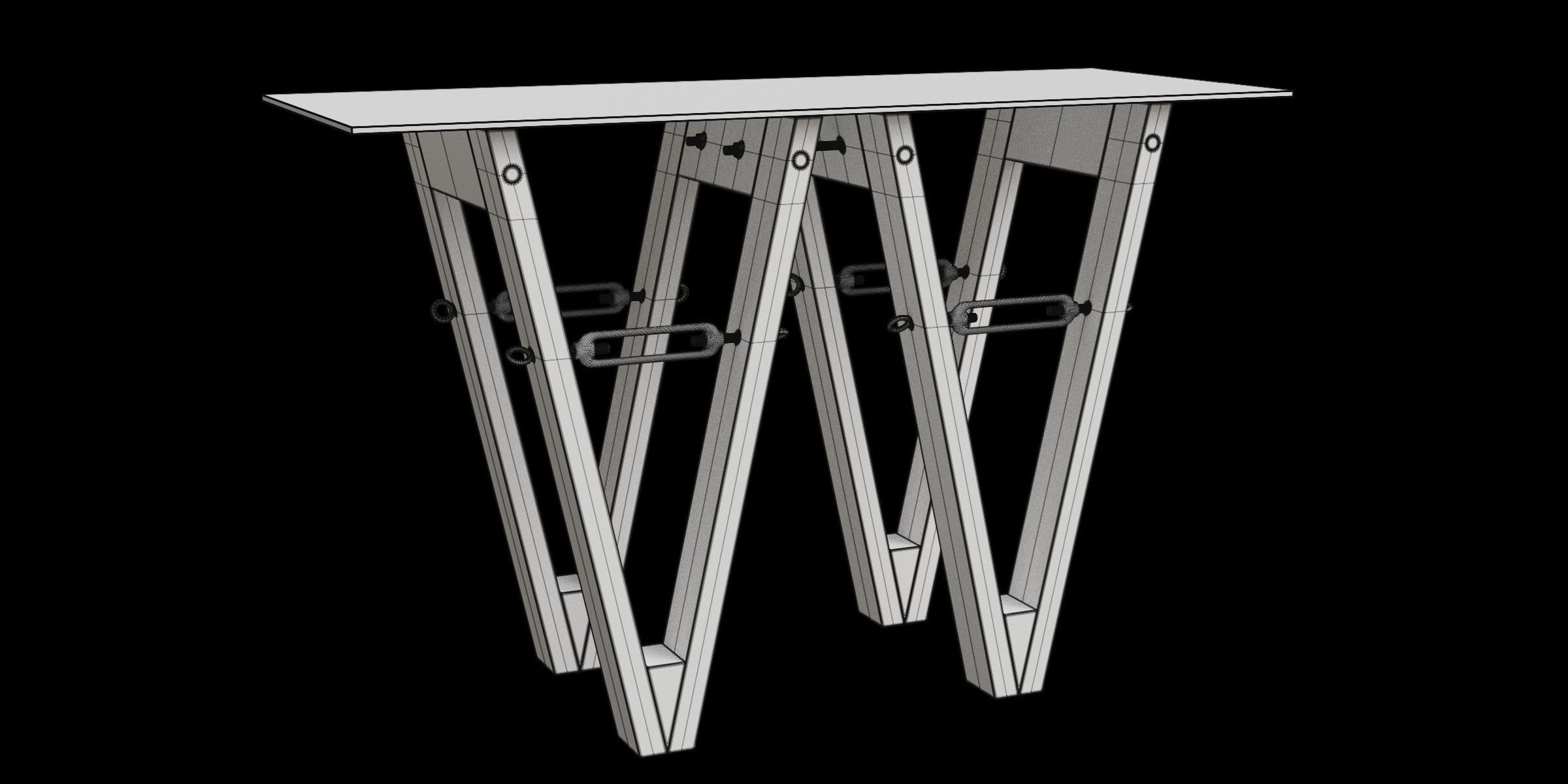 Tobacco Oak Reclaimed Wood Console 3D model_3