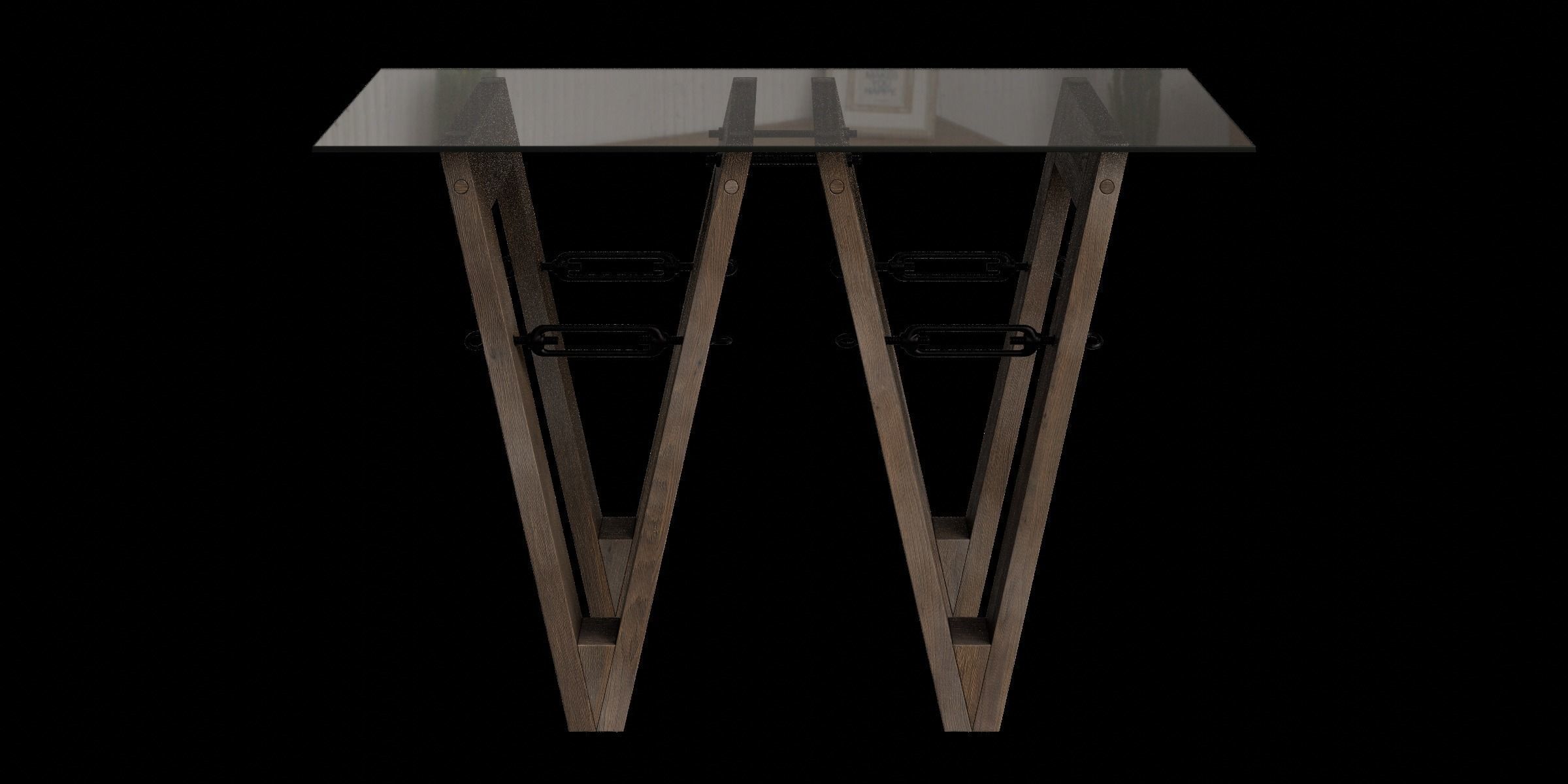 Tobacco Oak Reclaimed Wood Console 3D model_9