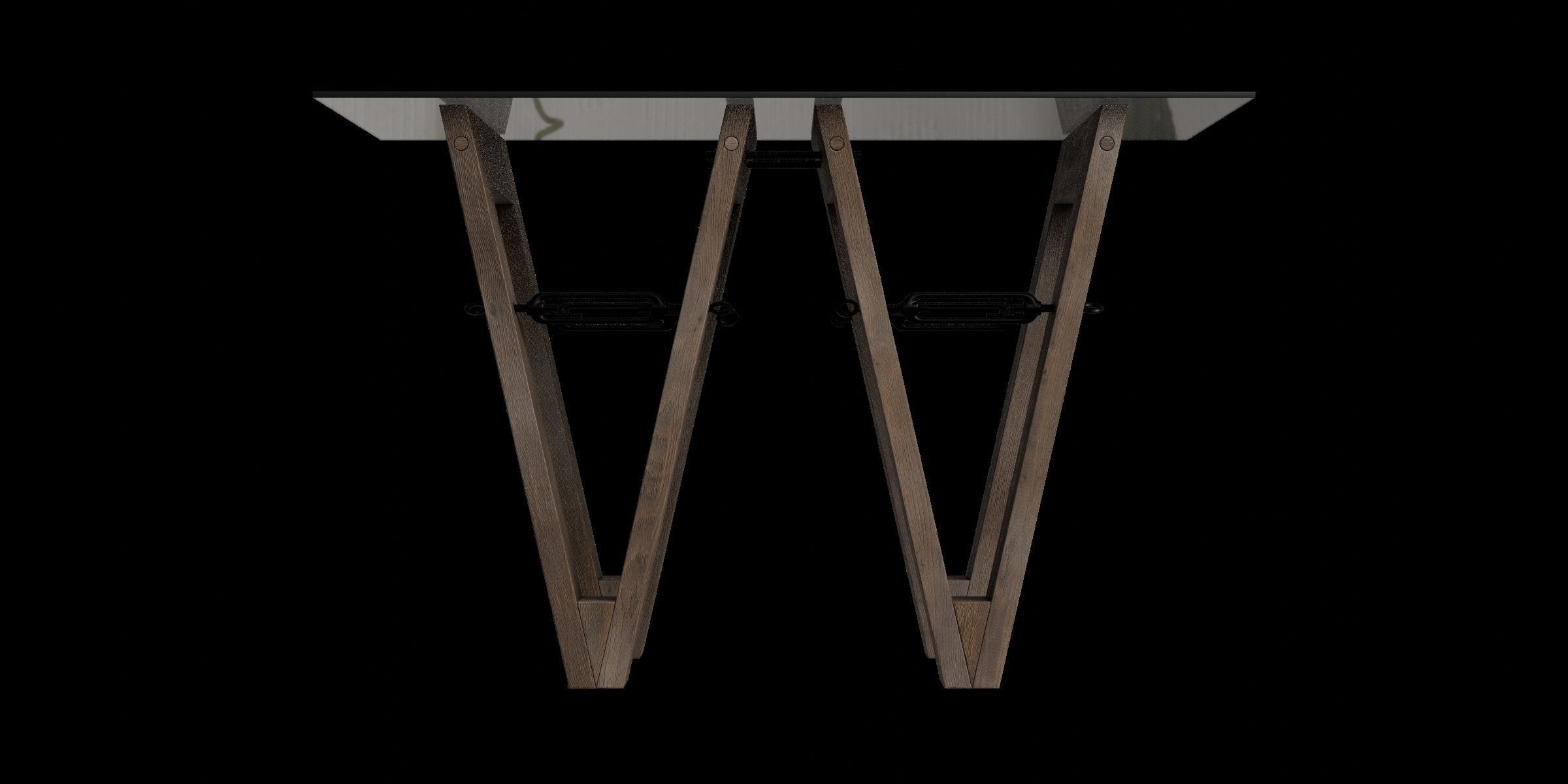 Tobacco Oak Reclaimed Wood Console 3D model_5