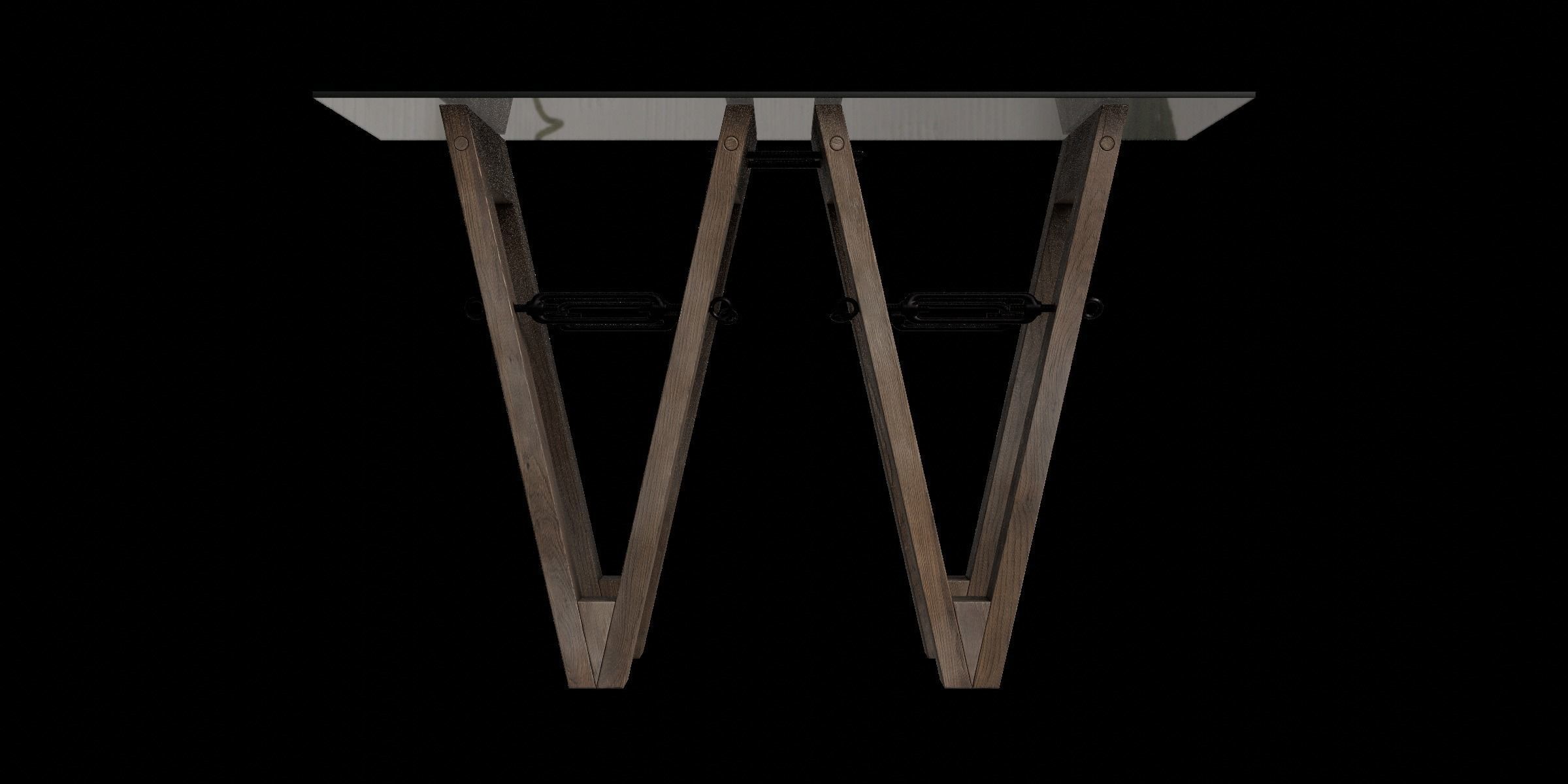 Tobacco Oak Reclaimed Wood Console 3D model_7
