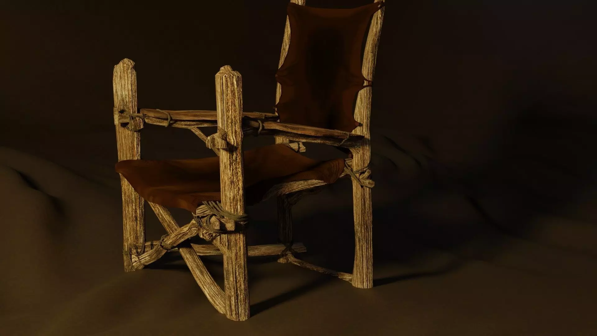Primitive armchair something Shrek would have Low-poly 3D model_0