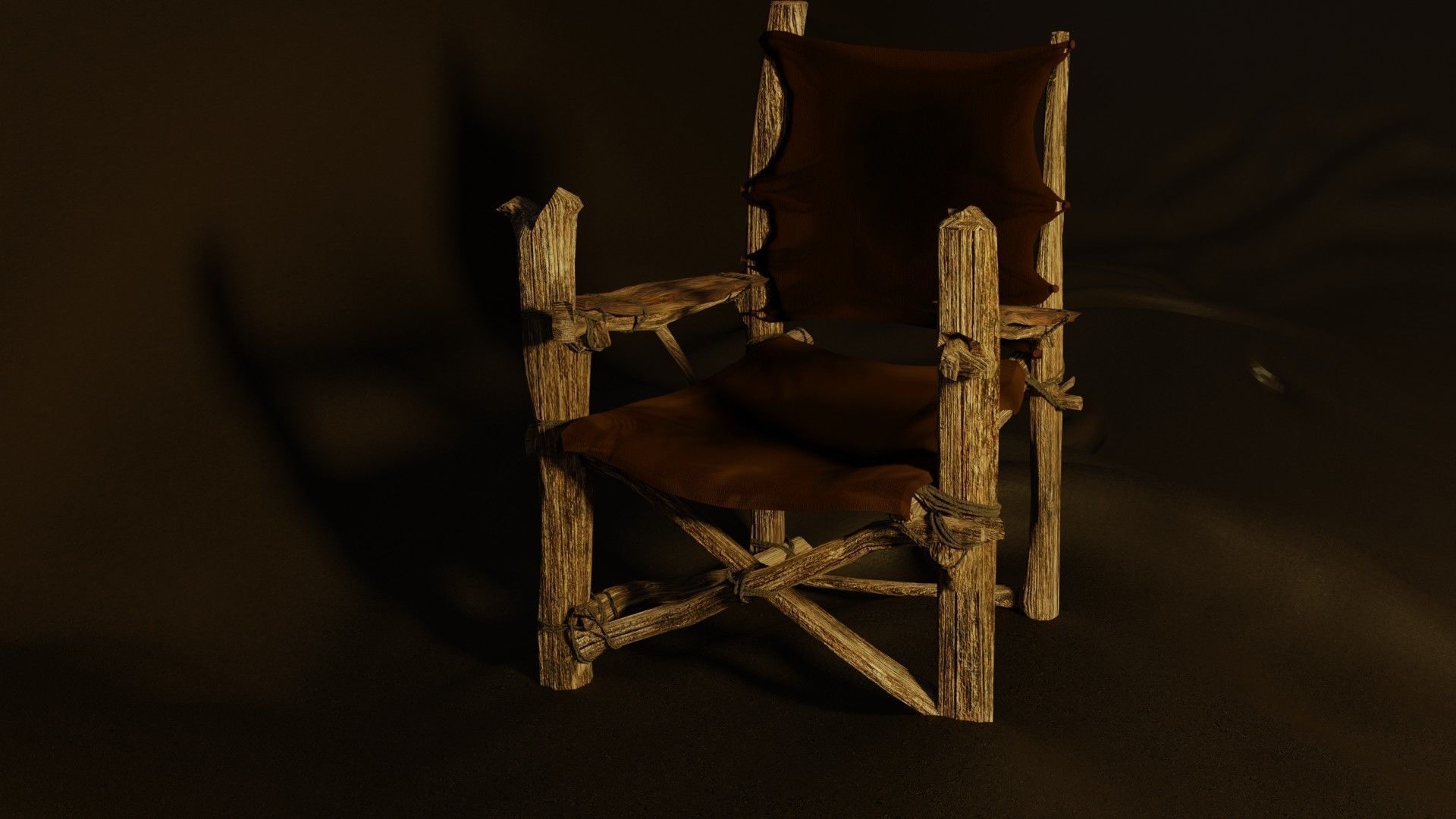 Primitive armchair something Shrek would have Low-poly 3D model_2