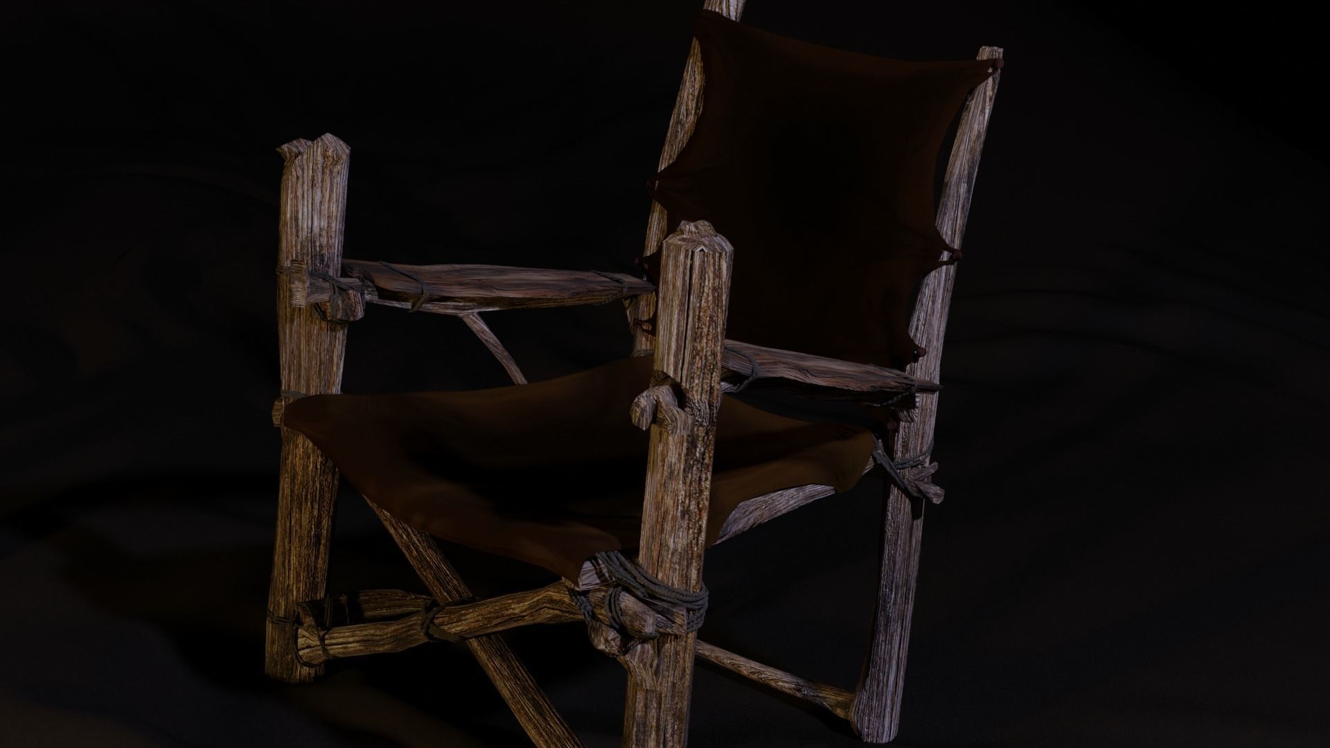 Primitive armchair something Shrek would have Low-poly 3D model_16