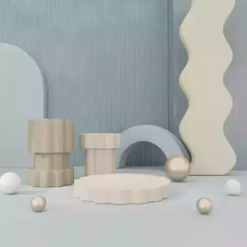 Cosmetic sky blue background and podium display 