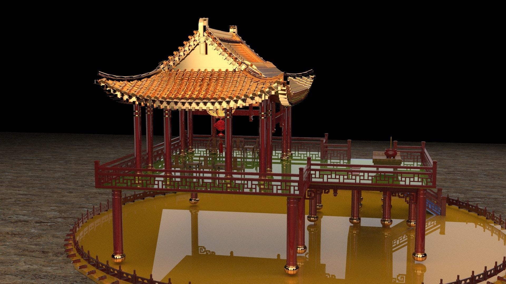 Chinese ancient house 3D model_1