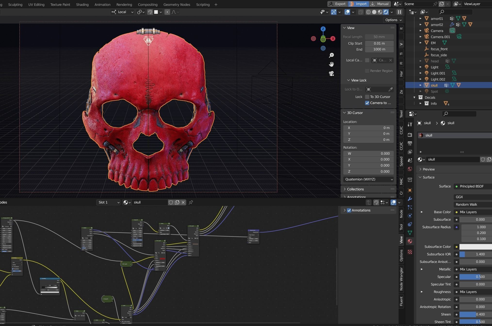 Skull ghost mecha sci-fi mask high model 3D model_35