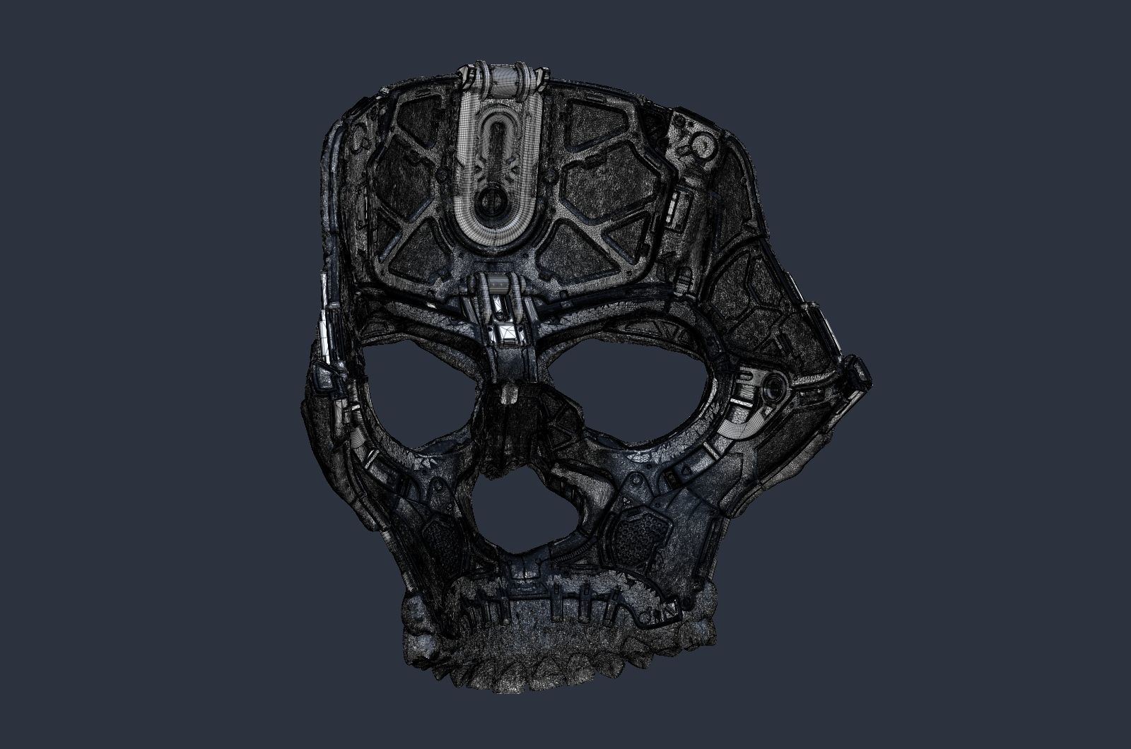Skull ghost mecha sci-fi mask high model 3D model_16