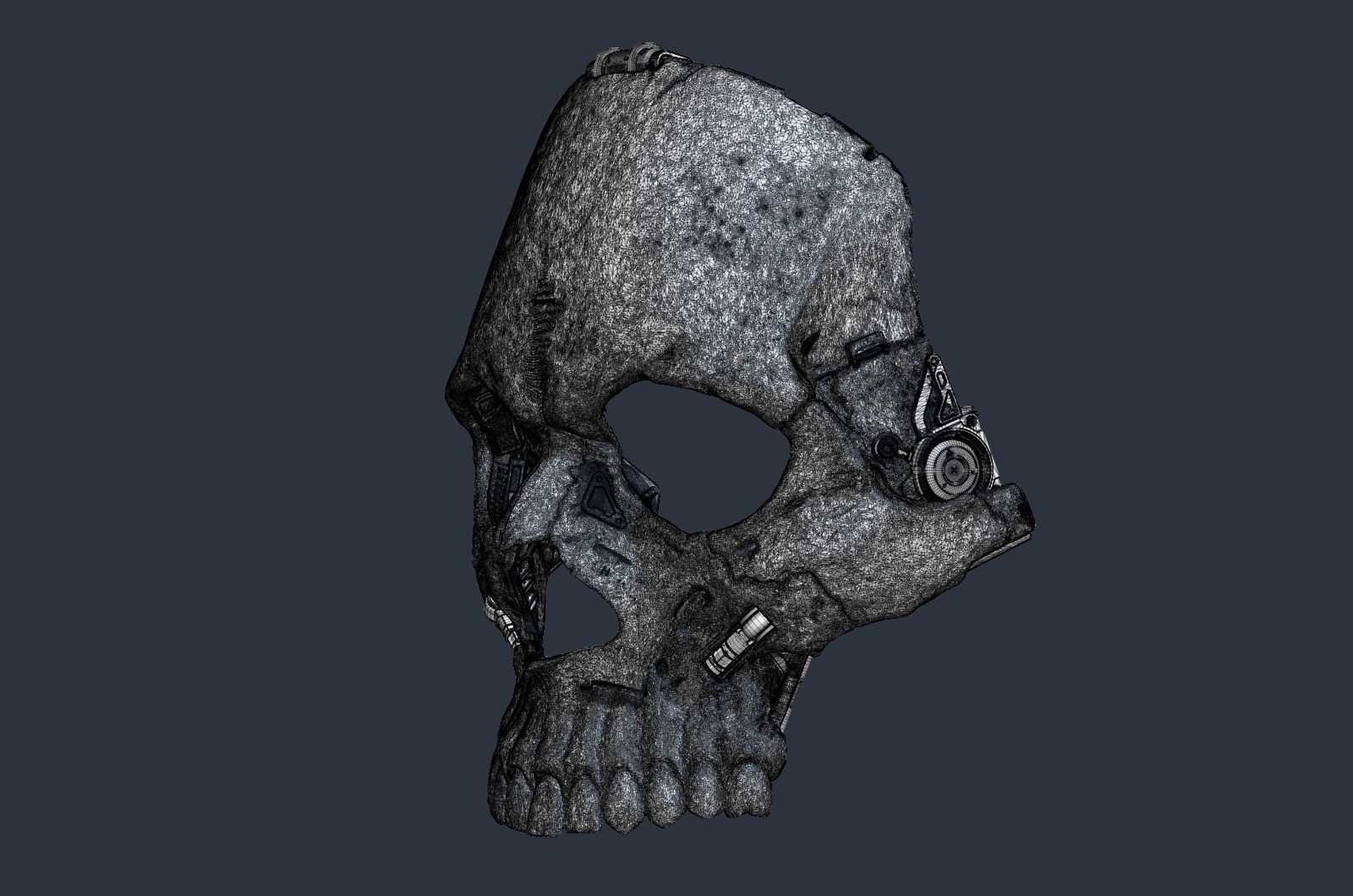 Skull ghost mecha sci-fi mask high model 3D model_17